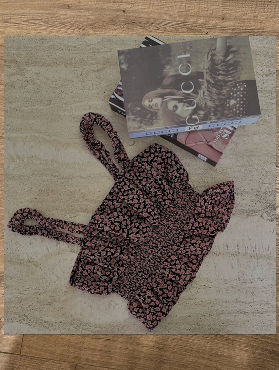 Forever 21 Tops - Forever 21 Ditsy Floral Smocked Peplum Tank Top - Black/Pink - Size Small